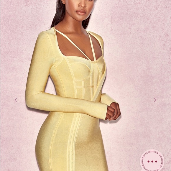 $195 House of CB GIACOMINA Yellow Bandage dress - M - Picture 3 of 8